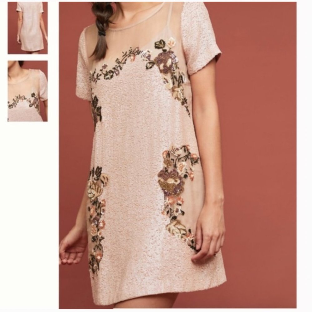⭐️ Let Me Be Sequin Floral Hipster Hippie Classy Romantic Art Hip Cutout Dress